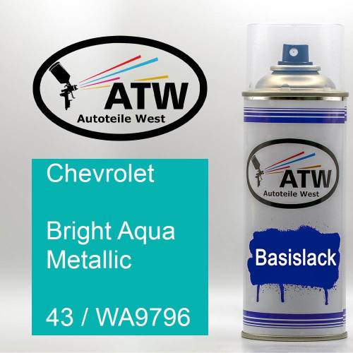 Chevrolet, Bright Aqua Metallic, 43 / WA9796: 400ml Sprühdose, von ATW Autoteile West.